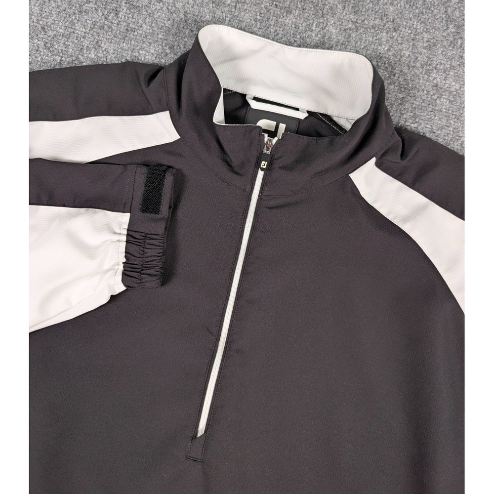 FootJoy Long Sleeve Windshirt Golf Jacket Mens Large Black Lightweight 1/2 Zip